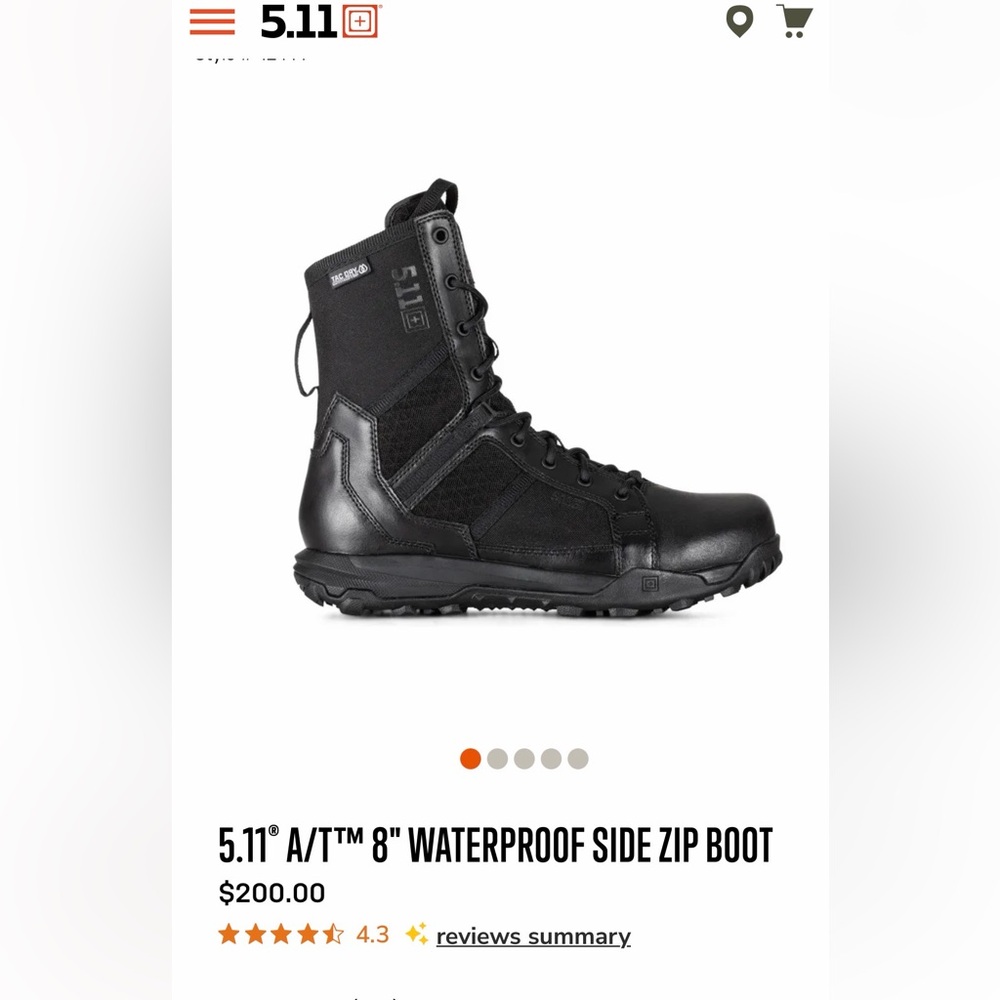 NEW 5.11 A/T™ 8" WATERPROOF SIDE ZIP BOOTS Men’s Wide - Picture 11 of 11